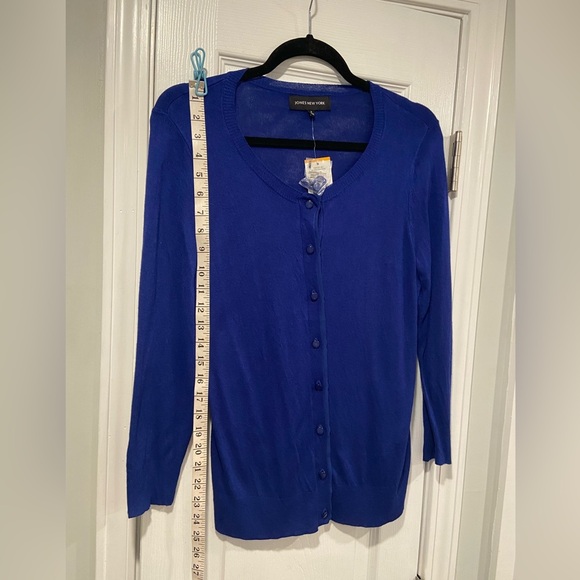 NWT Jones New York Long Leave Royal Blue Silk Blend Knit Button Cardigan Size S - Picture 6 of 10